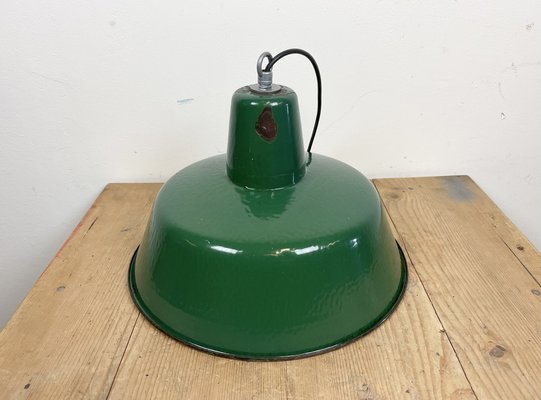 Industrial Green Enamel Pendant Lamp, 1960s-CGF-1364672