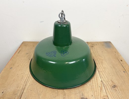 Industrial Green Enamel Pendant Lamp, 1960s-CGF-1364672