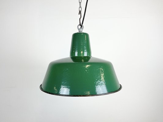 Industrial Green Enamel Pendant Lamp, 1960s-CGF-1364672