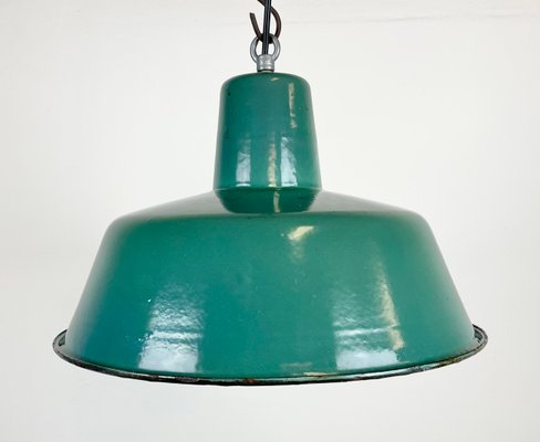 Industrial Green Enamel Pendant Lamp, 1960s-CGF-1363732