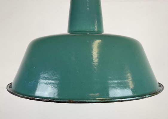 Industrial Green Enamel Pendant Lamp, 1960s-CGF-1363732