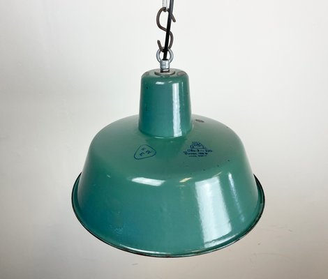 Industrial Green Enamel Pendant Lamp, 1960s-CGF-1363732