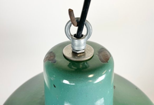 Industrial Green Enamel Pendant Lamp, 1960s-CGF-1363732