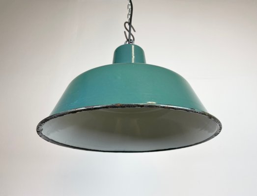 Industrial Green Enamel Pendant Lamp, 1960s-CGF-1363732