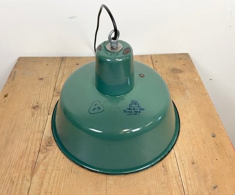 Industrial Green Enamel Pendant Lamp, 1960s-CGF-1363732