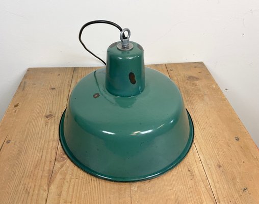 Industrial Green Enamel Pendant Lamp, 1960s-CGF-1363732