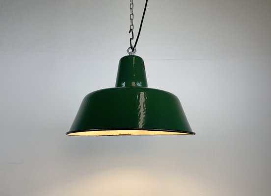 Industrial Green Enamel Pendant Lamp, 1960s-CGF-1364672