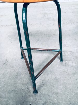 Industrial Green Tripod Stool Set, Belgium, 1950s, Set of 2-RQV-1823462