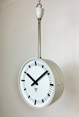 Industrial Grey Bakelite Double Sided Factory Clock from Pragotron, 1980s-CGF-1718317