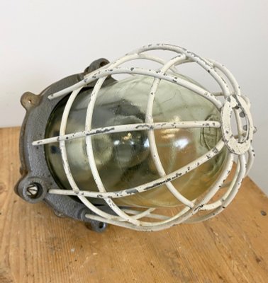 Industrial Grey Cast Iron Cage Pendant Lamp, 1970s-CGF-870413