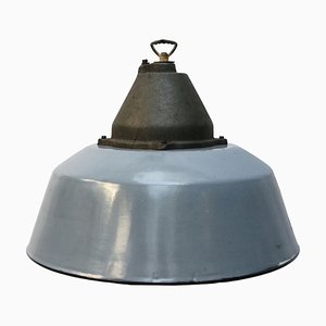 Industrial Grey Enamel & Cast Iron Pendant Lamp-BLS-1328837