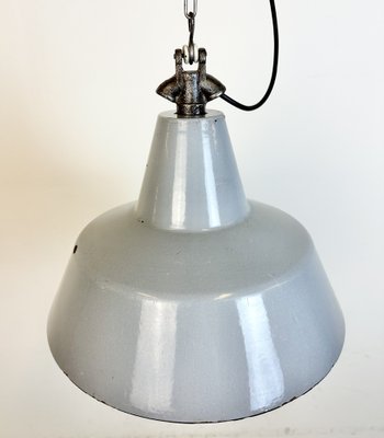 Industrial Grey Enamel Factory Pendant Lamp, 1960s-CGF-1733908