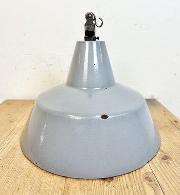 Industrial Grey Enamel Factory Pendant Lamp, 1960s-CGF-1733908