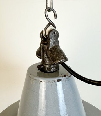 Industrial Grey Enamel Factory Pendant Lamp, 1960s-CGF-1733908