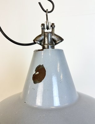 Industrial Grey Enamel Factory Pendant Lamp, 1960s-CGF-1733908