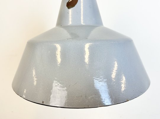 Industrial Grey Enamel Factory Pendant Lamp, 1960s-CGF-1733908