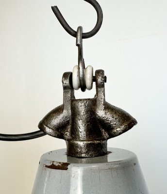 Industrial Grey Enamel Factory Pendant Lamp, 1960s-CGF-1733908