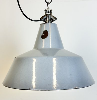 Industrial Grey Enamel Factory Pendant Lamp, 1960s-CGF-1733908