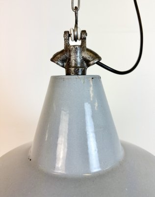 Industrial Grey Enamel Factory Pendant Lamp, 1960s-CGF-1733908