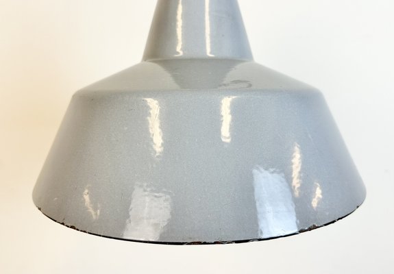 Industrial Grey Enamel Factory Pendant Lamp, 1960s-CGF-1733908