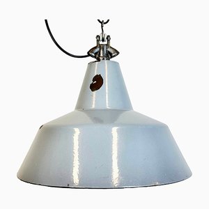 Industrial Grey Enamel Factory Pendant Lamp, 1960s-CGF-1733908