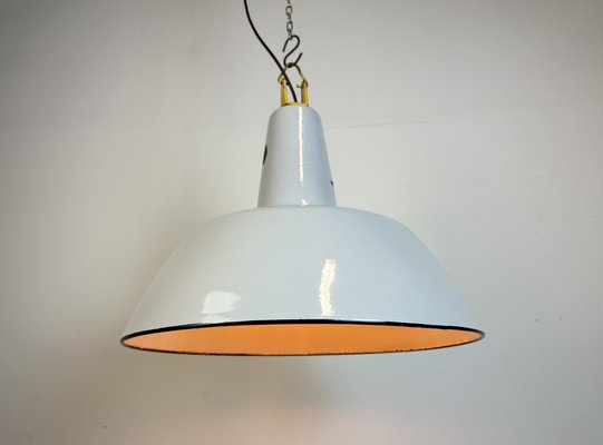 Industrial Grey Enamel Factory Pendant Lamp from Philips, 1960s-CGF-1746415