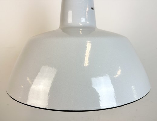 Industrial Grey Enamel Factory Pendant Lamp from Philips, 1960s-CGF-1746415