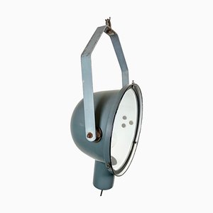 Industrial Grey Enamel Factory Spotlight Hanging Light with Glass Cover, 1950s-CGF-1440526