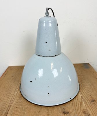 Industrial Grey Enamel Pendant Lamp from Polam, 1960s-CGF-1393523