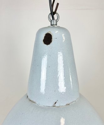 Industrial Grey Enamel Pendant Lamp from Polam, 1960s-CGF-1393523