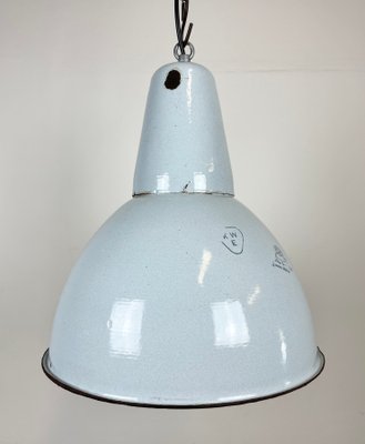 Industrial Grey Enamel Pendant Lamp from Polam, 1960s-CGF-1393523