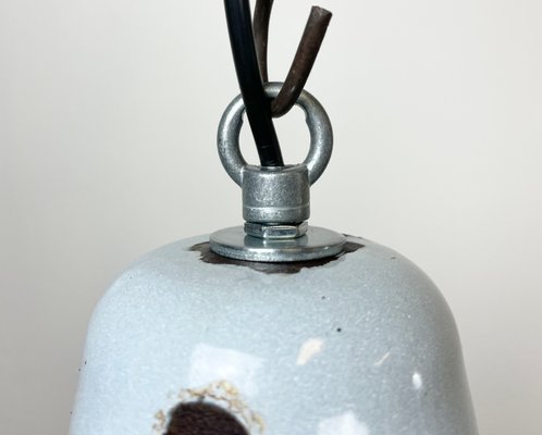 Industrial Grey Enamel Pendant Lamp from Polam, 1960s-CGF-1393523