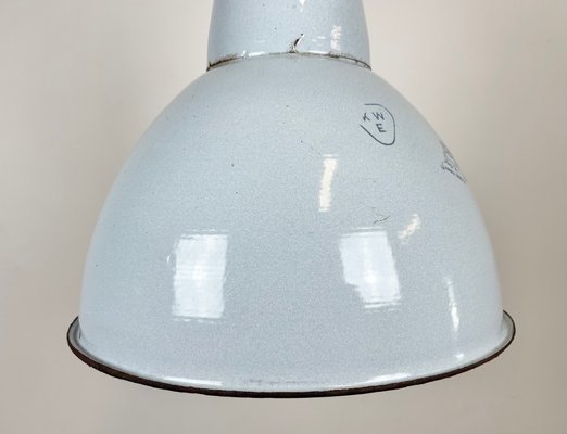 Industrial Grey Enamel Pendant Lamp from Polam, 1960s-CGF-1393523