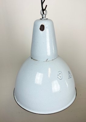 Industrial Grey Enamel Pendant Lamp from Polam, 1960s-CGF-1393523