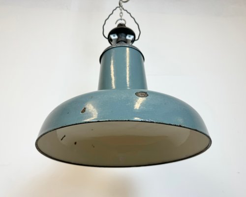 Industrial Grey Enamel Pendant Lamp from Siemens, 1930s-CGF-1767429