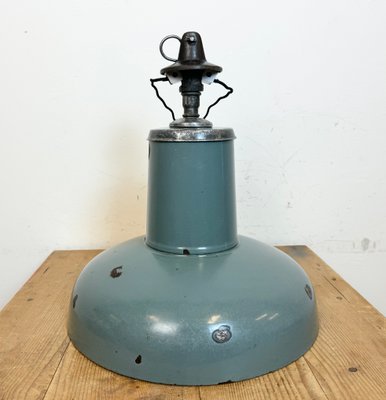 Industrial Grey Enamel Pendant Lamp from Siemens, 1930s-CGF-1767429