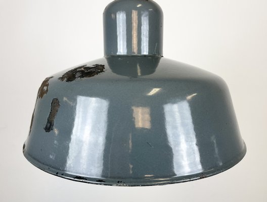 Industrial Grey Enamel Pendant Lamp from Siemens, 1950s-CGF-1373674