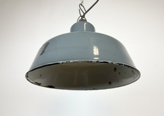 Industrial Grey Enamel Pendant Lamp from Siemens, 1950s-CGF-1373674