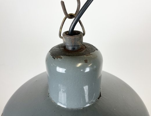 Industrial Grey Enamel Pendant Lamp from Siemens, 1950s-CGF-1373674