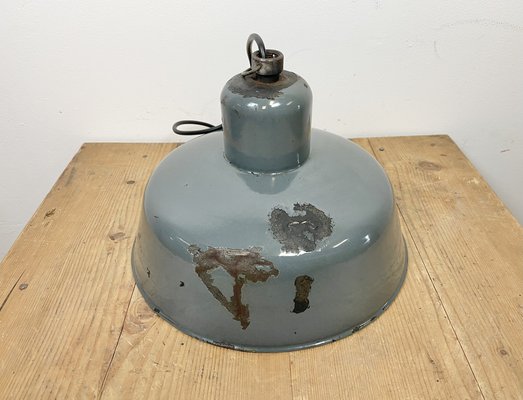 Industrial Grey Enamel Pendant Lamp from Siemens, 1950s-CGF-1373674