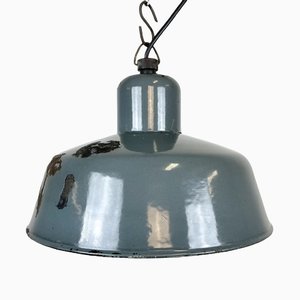 Industrial Grey Enamel Pendant Lamp from Siemens, 1950s-CGF-1373674