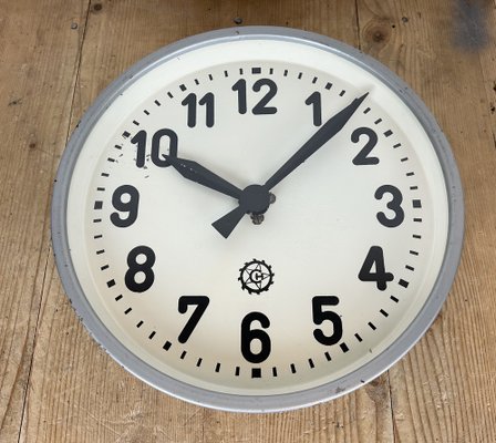 Industrial Grey Factory Wall Clock from Chronotechna, 1950s-CGF-1718281