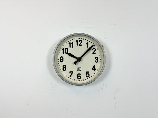 Industrial Grey Factory Wall Clock from Chronotechna, 1950s-CGF-1718281