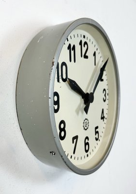 Industrial Grey Factory Wall Clock from Chronotechna, 1950s-CGF-1718281