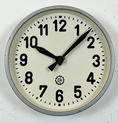 Industrial Grey Factory Wall Clock from Chronotechna, 1950s-CGF-1718281