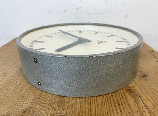 Industrial Grey Factory Wall Clock from Pragotron, 1960s-CGF-1767488