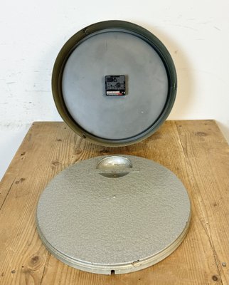 Industrial Grey Factory Wall Clock from Pragotron, 1960s-CGF-1767488