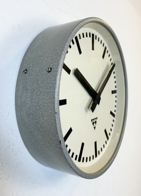 Industrial Grey Factory Wall Clock from Pragotron, 1960s-CGF-1767488