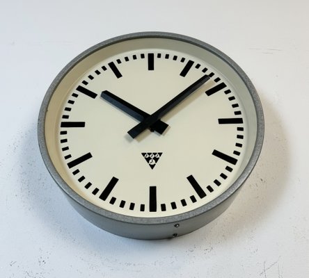 Industrial Grey Factory Wall Clock from Pragotron, 1960s-CGF-1767488