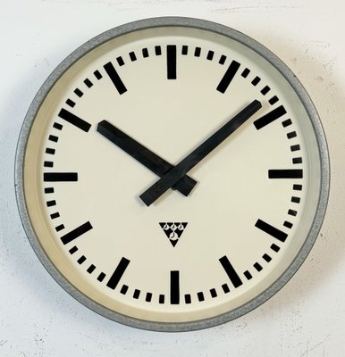 Industrial Grey Factory Wall Clock from Pragotron, 1960s-CGF-1767488